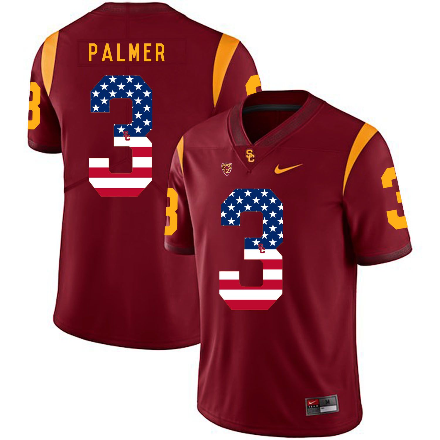 Men USC Trojans #3 Palmer Red Flag Customized NCAA Jerseys->customized ncaa jersey->Custom Jersey